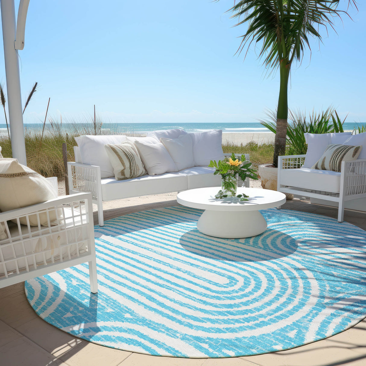 Machine Washable Indoor/ Outdoor Modern Vibes Chantille Rug