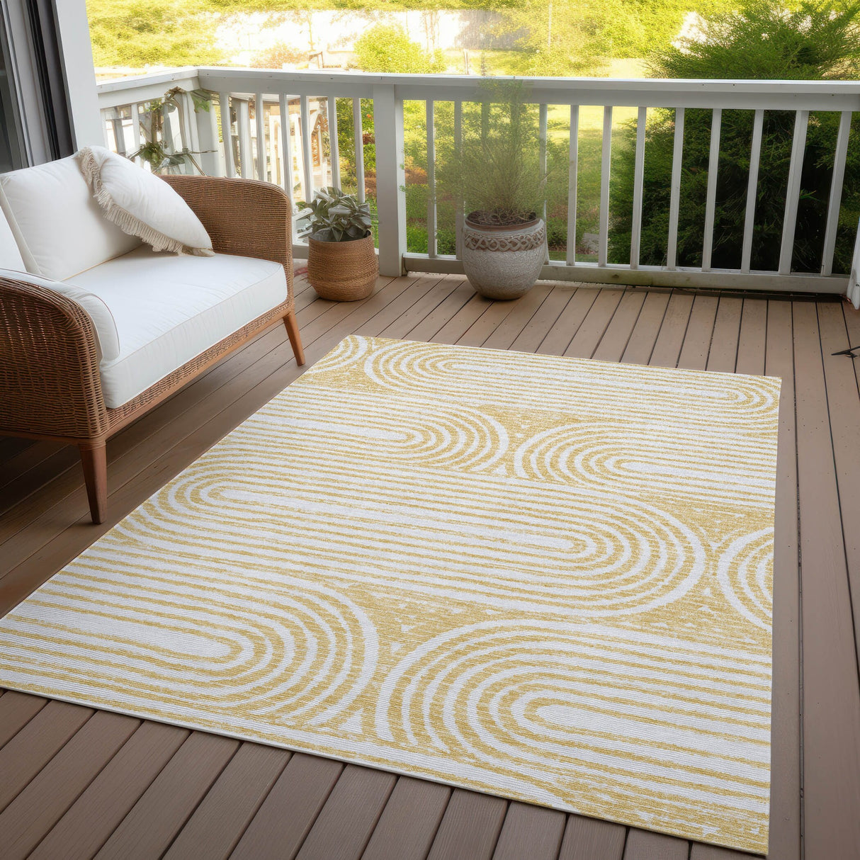 Machine Washable Indoor/ Outdoor Modern Vibes Chantille Rug