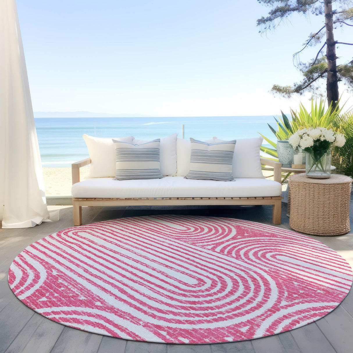 Machine Washable Indoor/ Outdoor Modern Vibes Chantille Rug