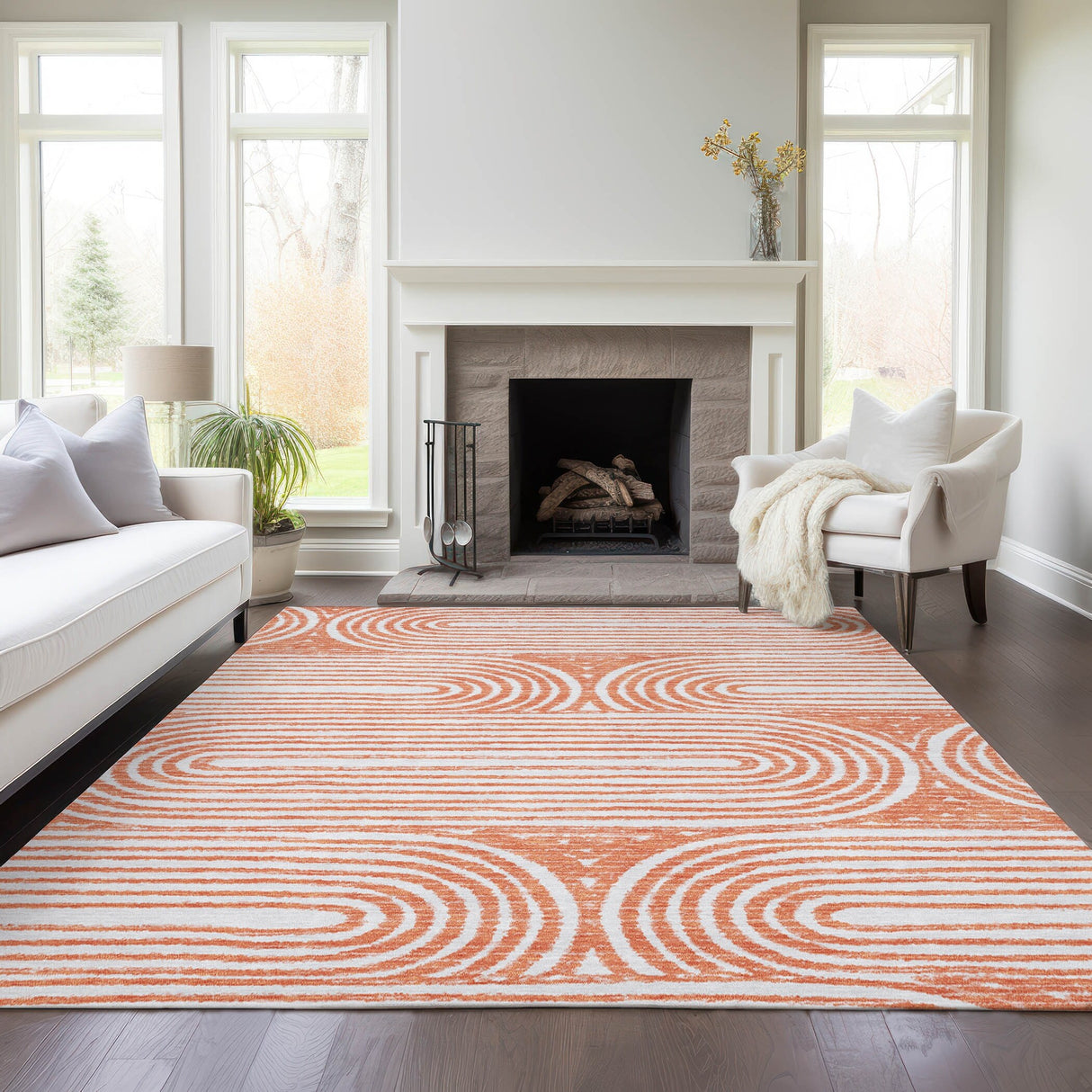 Machine Washable Indoor/ Outdoor Modern Vibes Chantille Rug