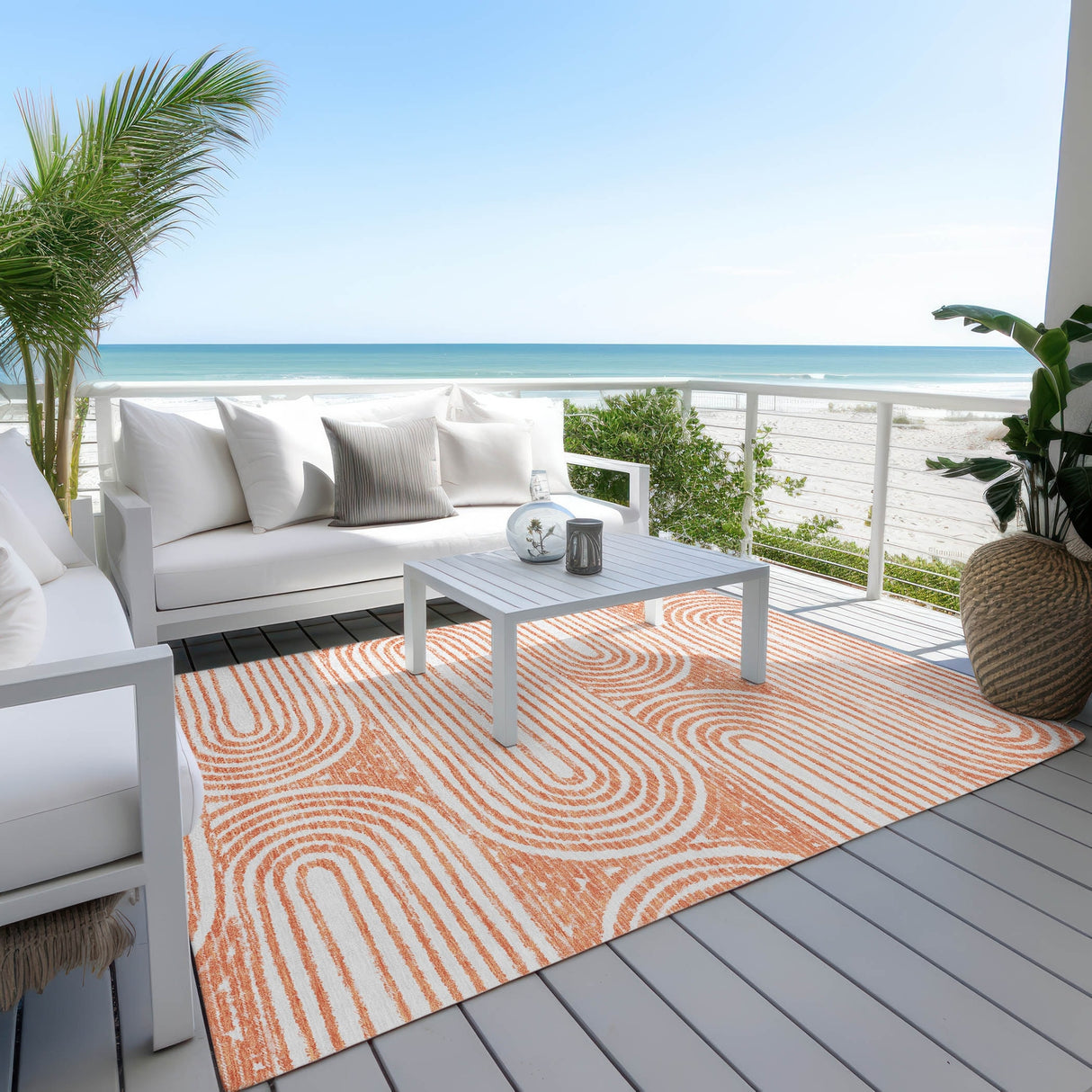Machine Washable Indoor/ Outdoor Modern Vibes Chantille Rug