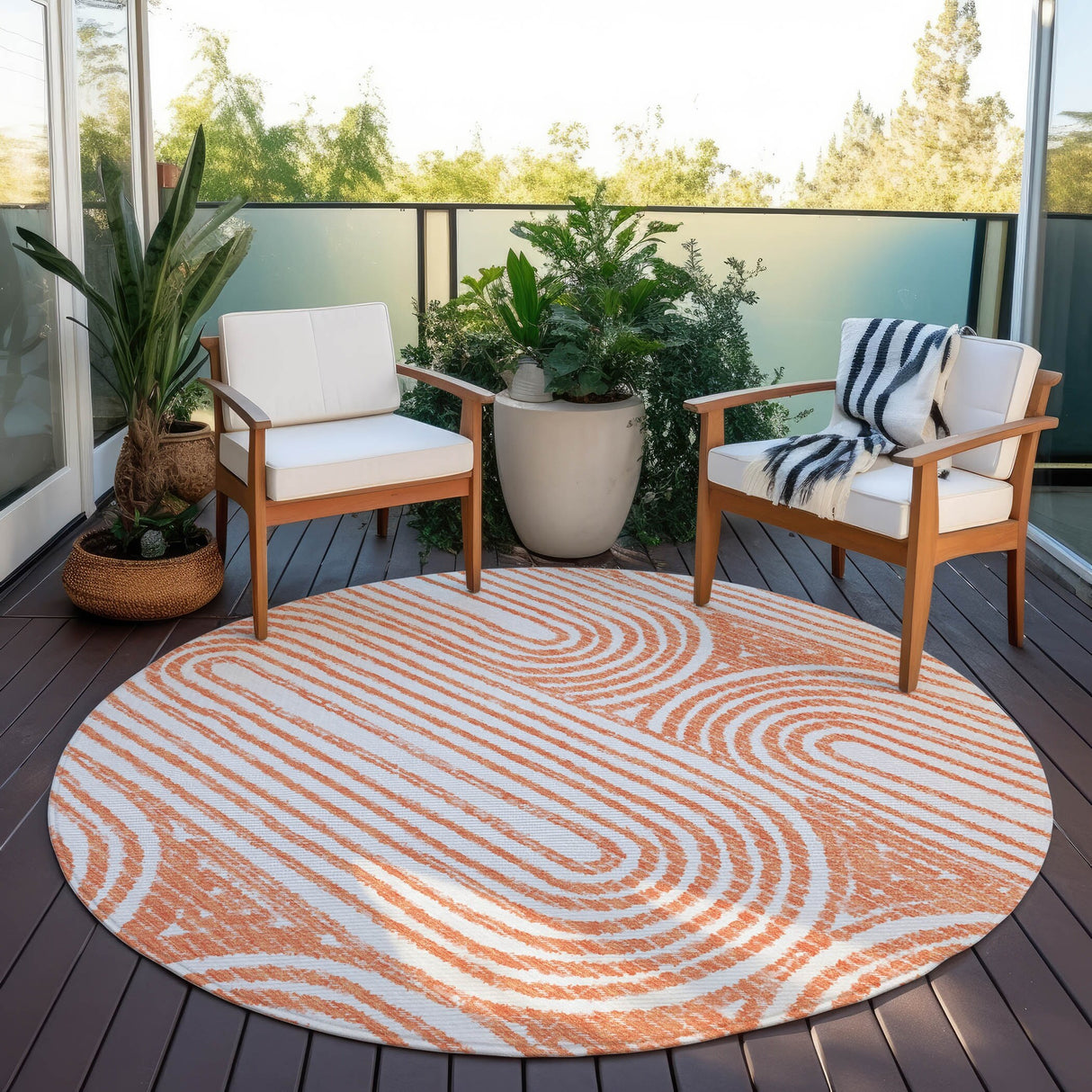 Machine Washable Indoor/ Outdoor Modern Vibes Chantille Rug