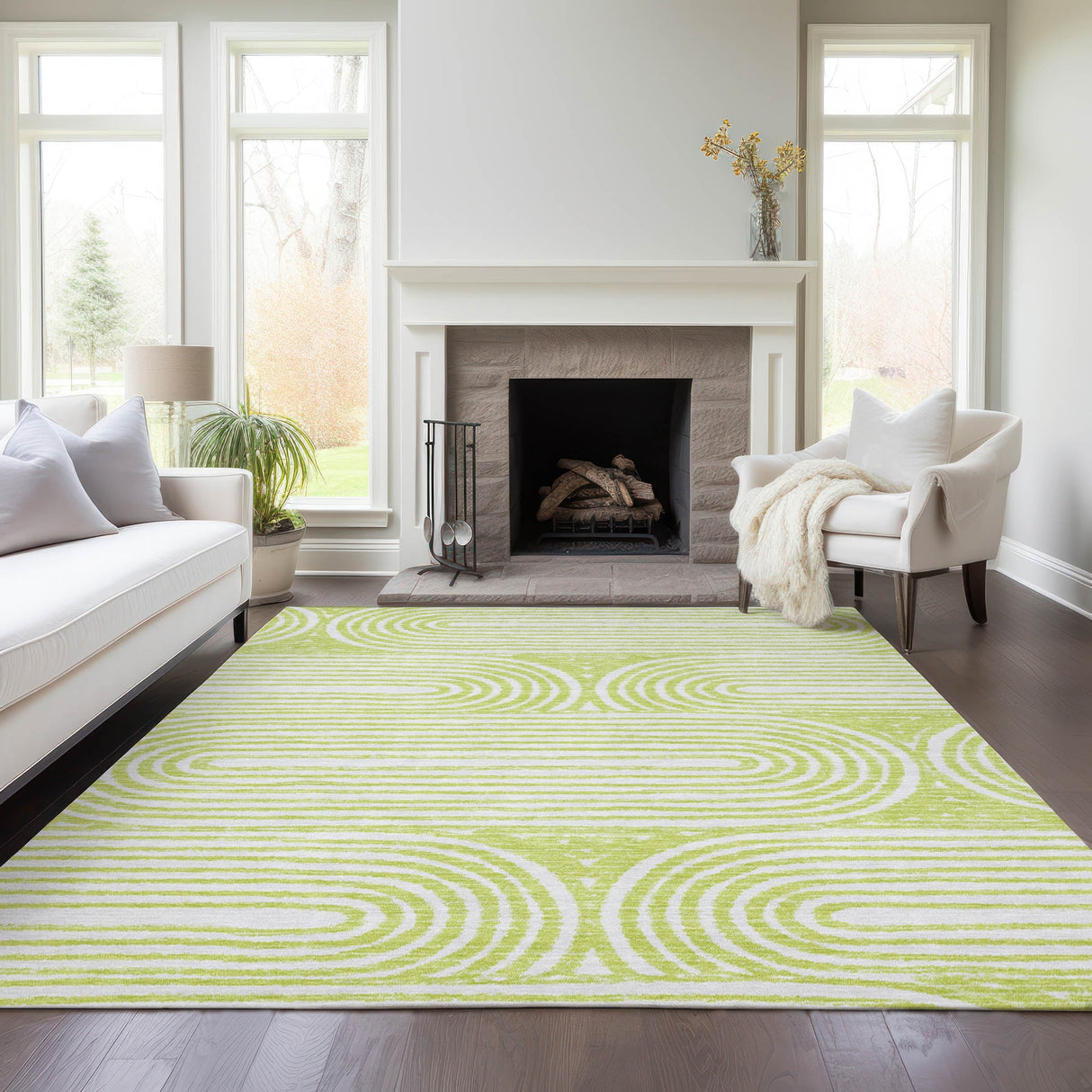 Machine Washable Indoor/ Outdoor Modern Vibes Chantille Rug