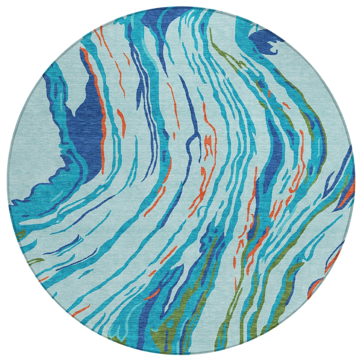 Machine Washable Indoor/ Outdoor Modern Wave Chantille Rug