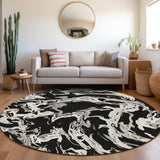 Machine Washable Indoor/ Outdoor Modern Wave Chantille Rug