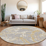 Machine Washable Indoor/ Outdoor Modern Wave Chantille Rug