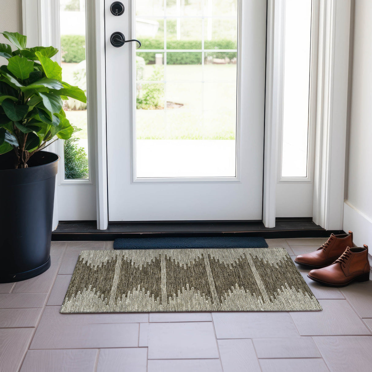 Machine Washable Indoor/ Outdoor Moroccan Boho Rug