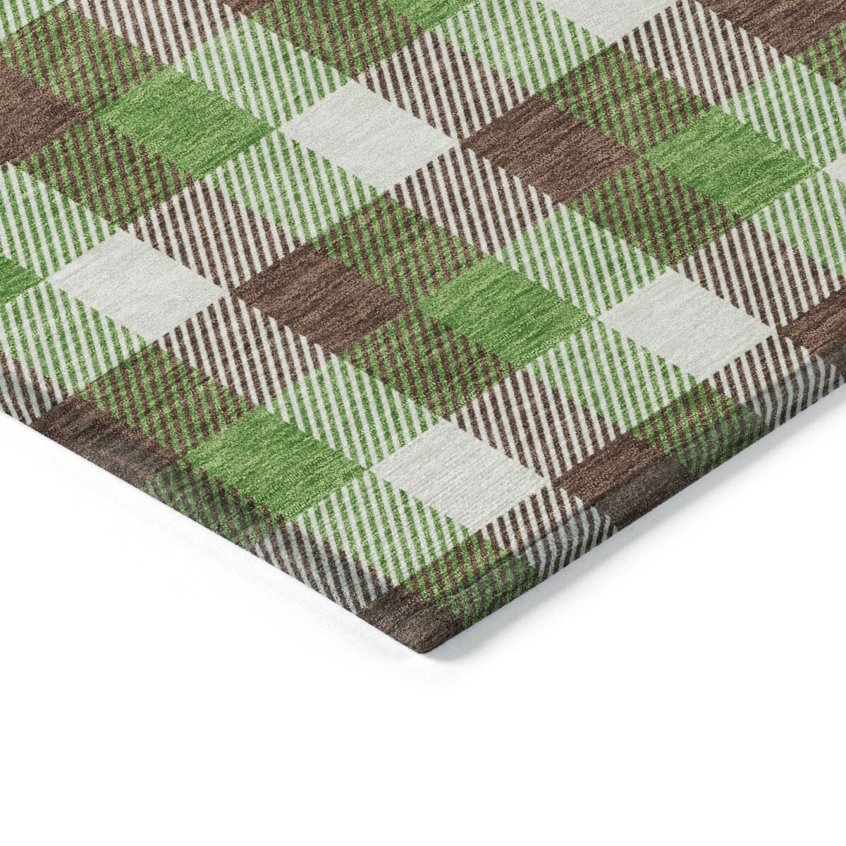 Machine Washable Indoor/ Outdoor Plaid Chantille Rug