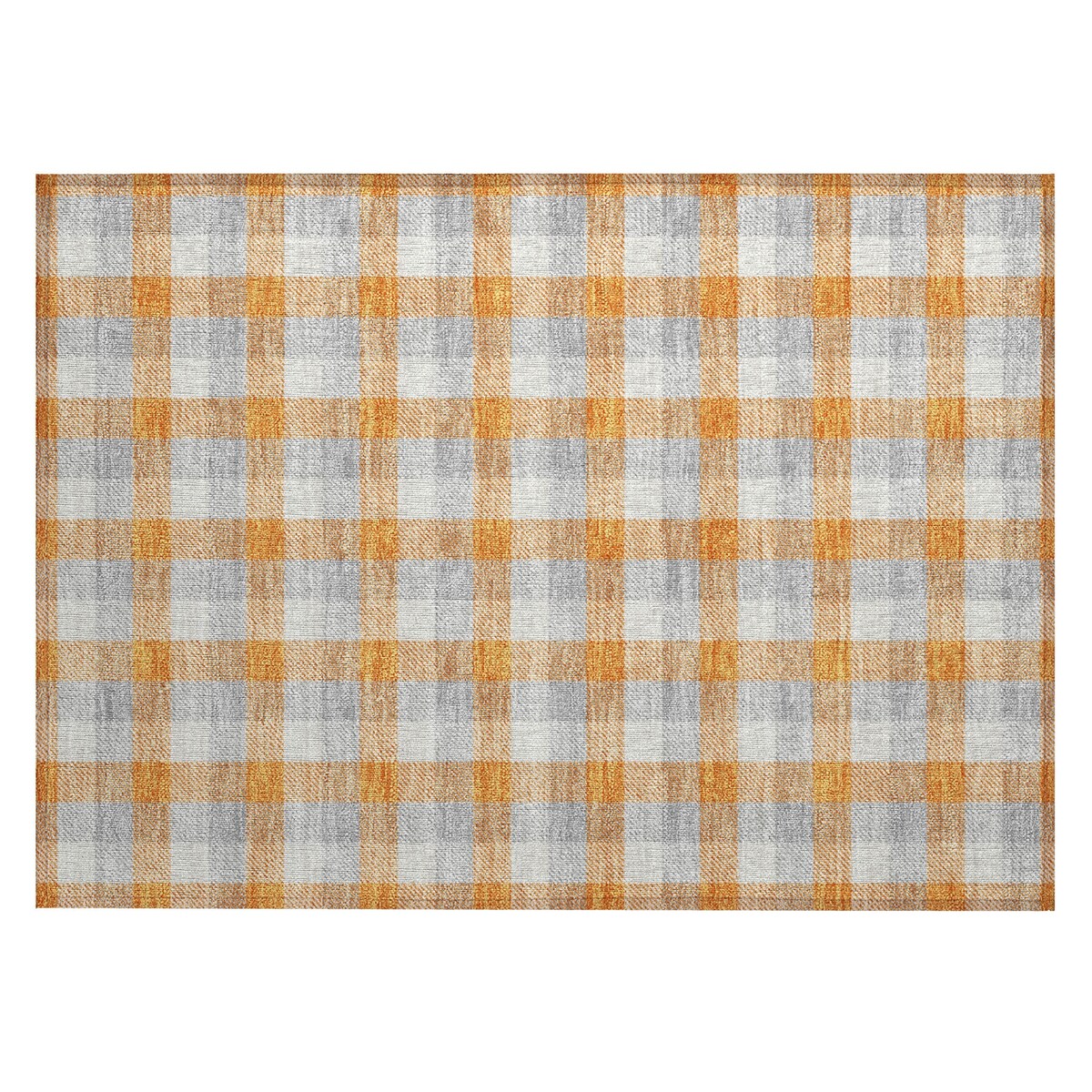 Machine Washable Indoor/ Outdoor Plaid Chantille Rug