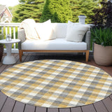 Machine Washable Indoor/ Outdoor Plaid Chantille Rug
