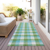 Machine Washable Indoor/ Outdoor Plaid Chantille Rug