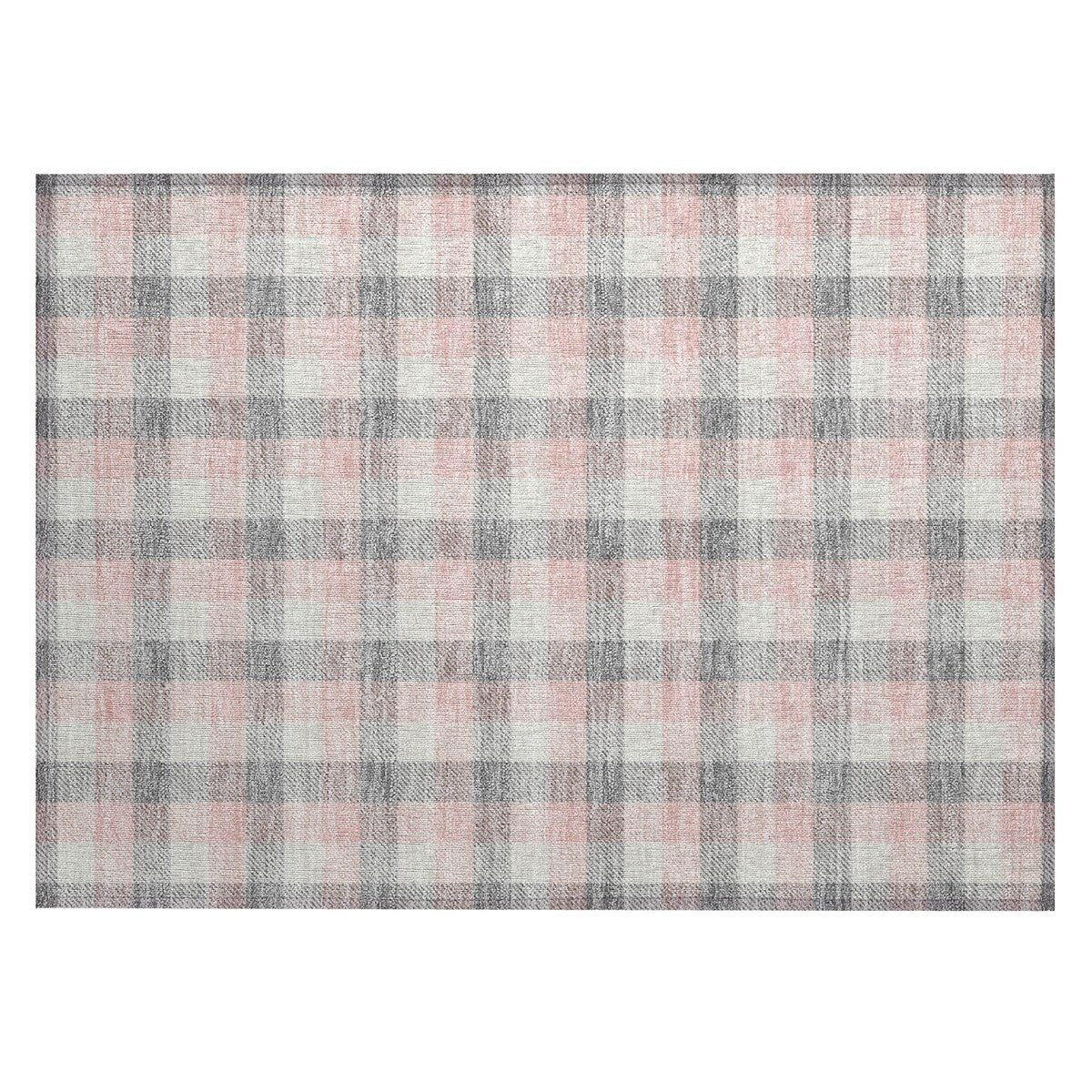 Machine Washable Indoor/ Outdoor Plaid Chantille Rug