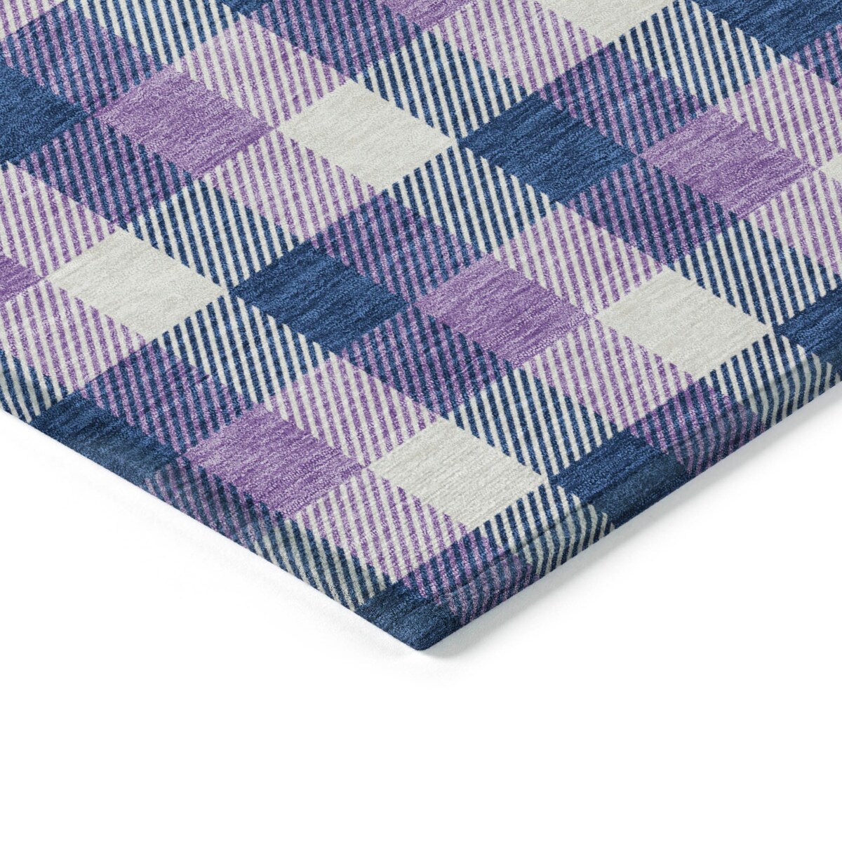 Machine Washable Indoor/ Outdoor Plaid Chantille Rug