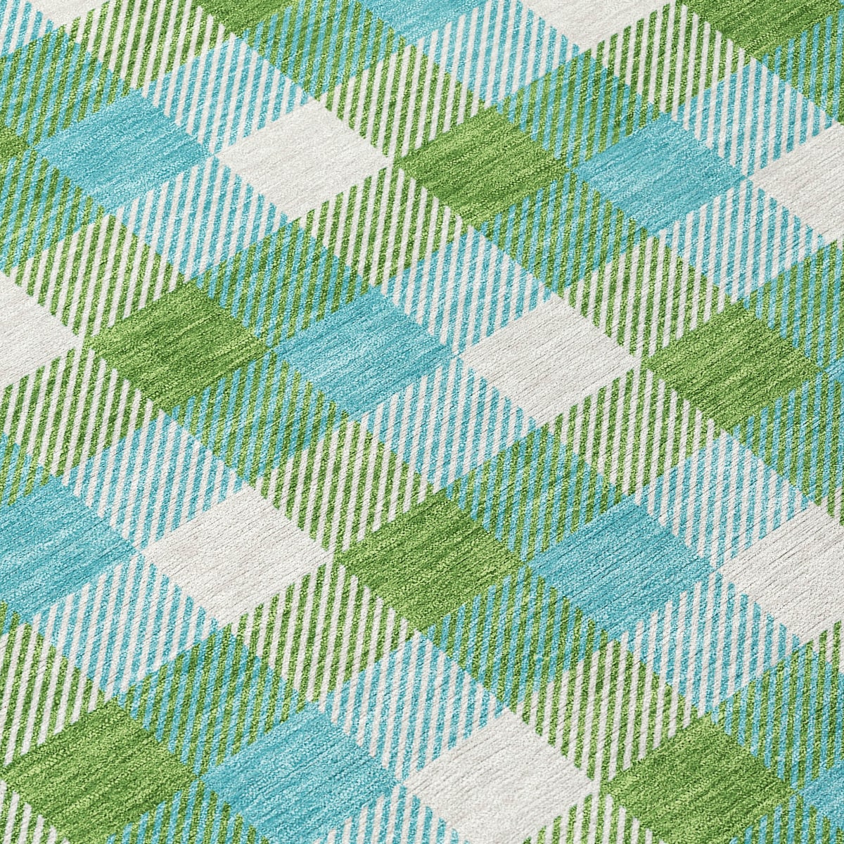 Machine Washable Indoor/ Outdoor Plaid Chantille Rug