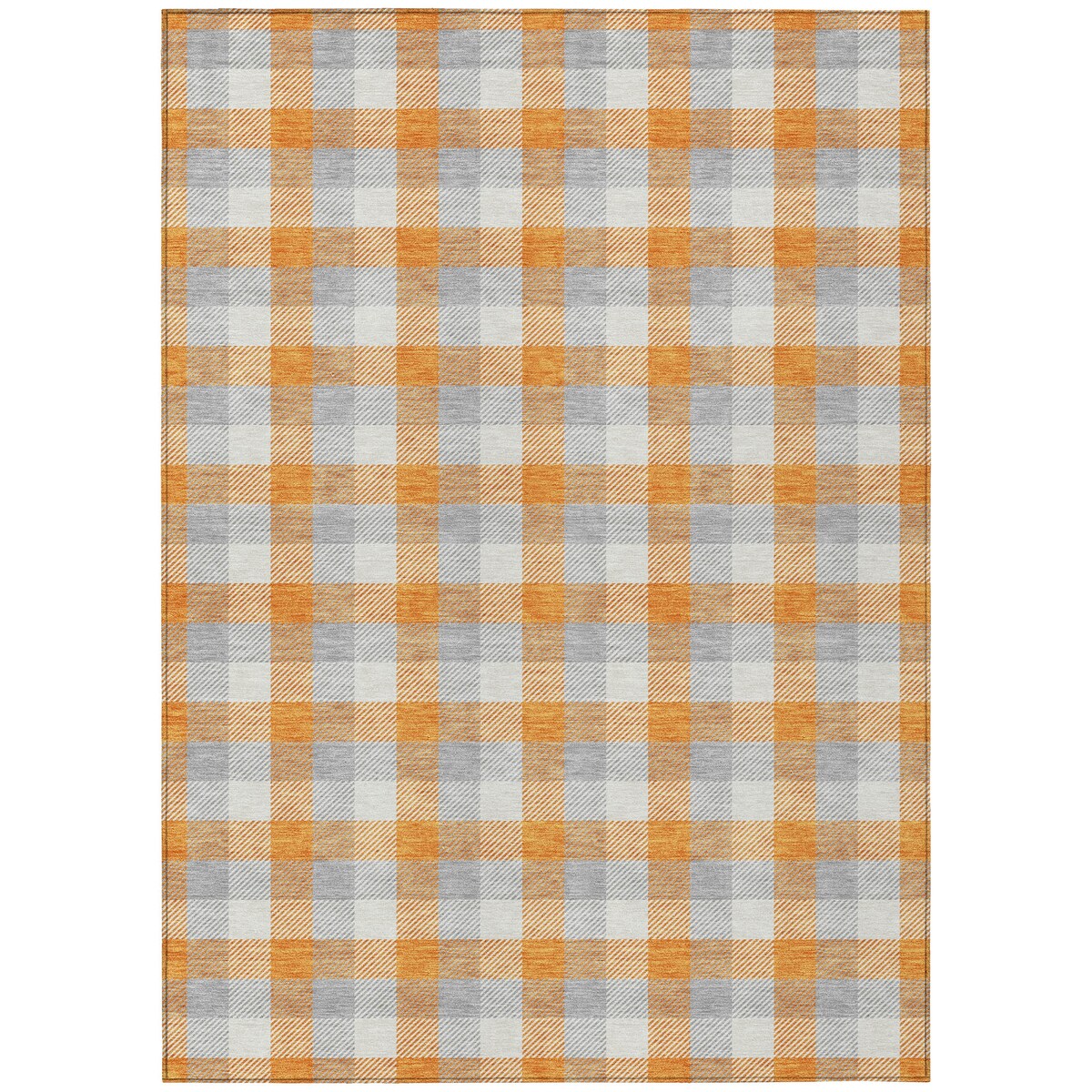 Machine Washable Indoor/ Outdoor Plaid Chantille Rug