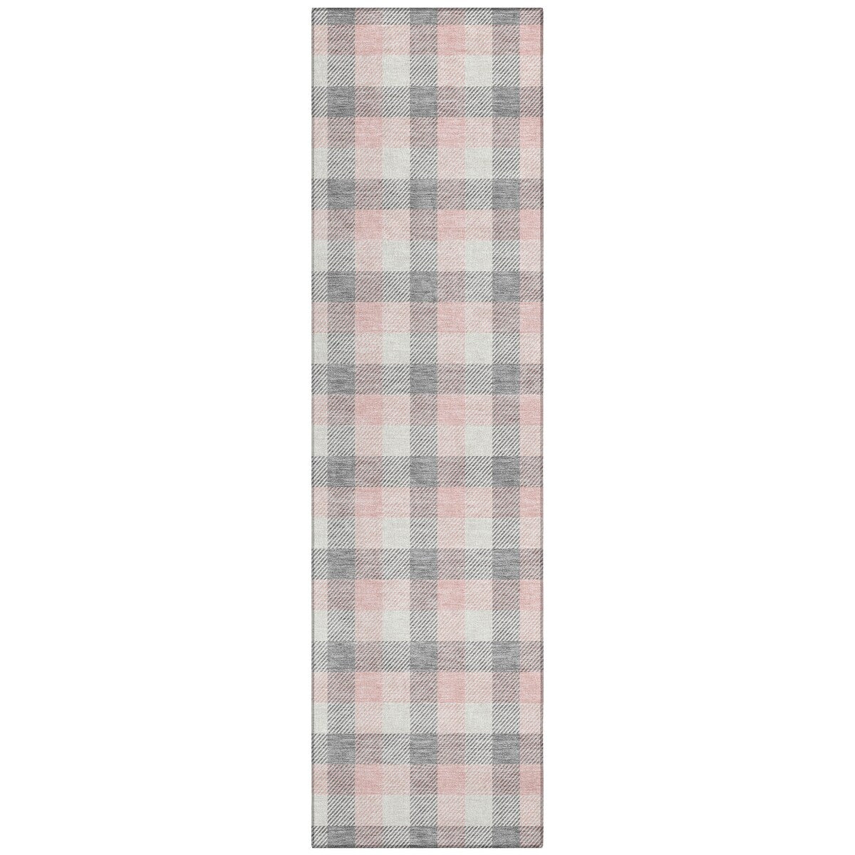 Machine Washable Indoor/ Outdoor Plaid Chantille Rug