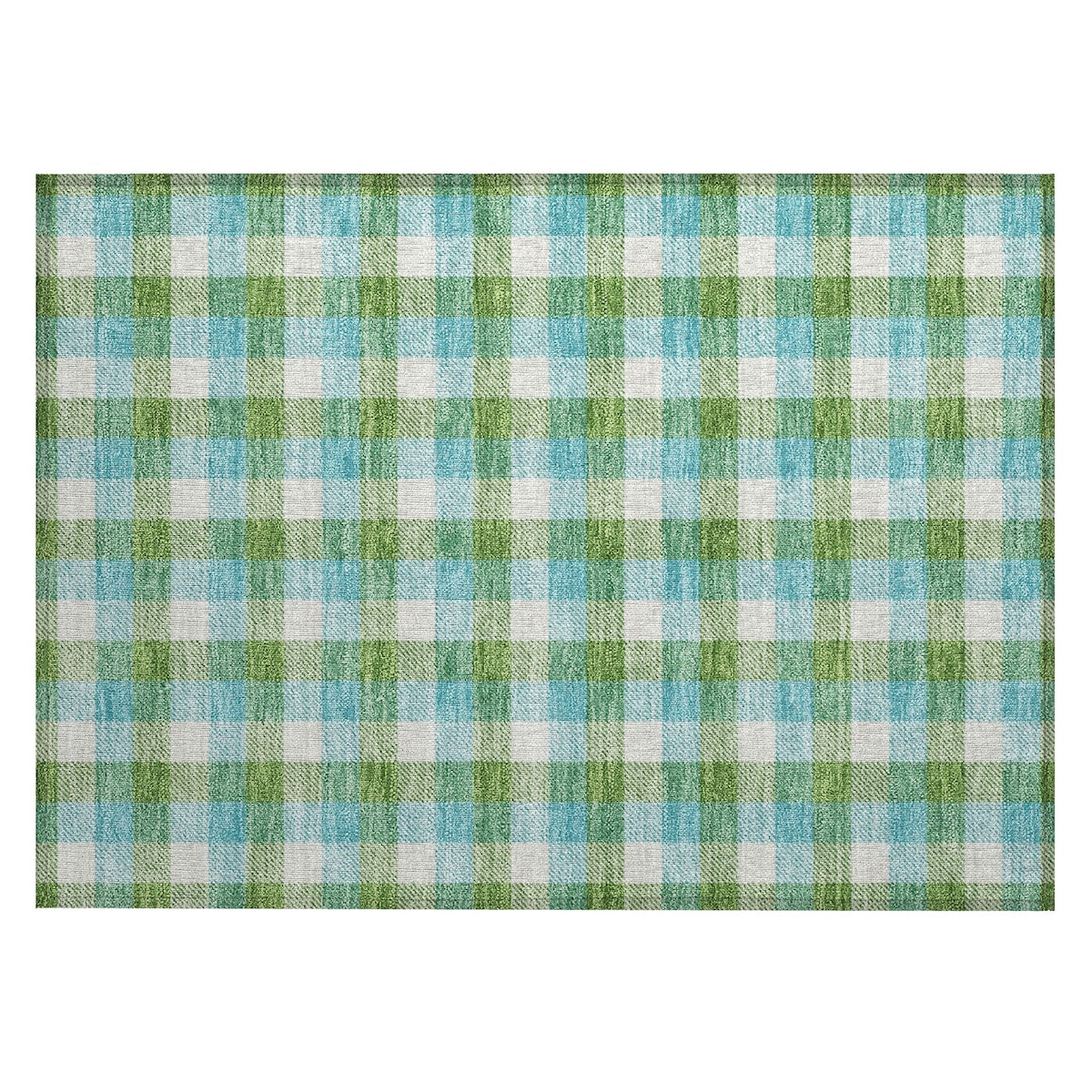 Machine Washable Indoor/ Outdoor Plaid Chantille Rug