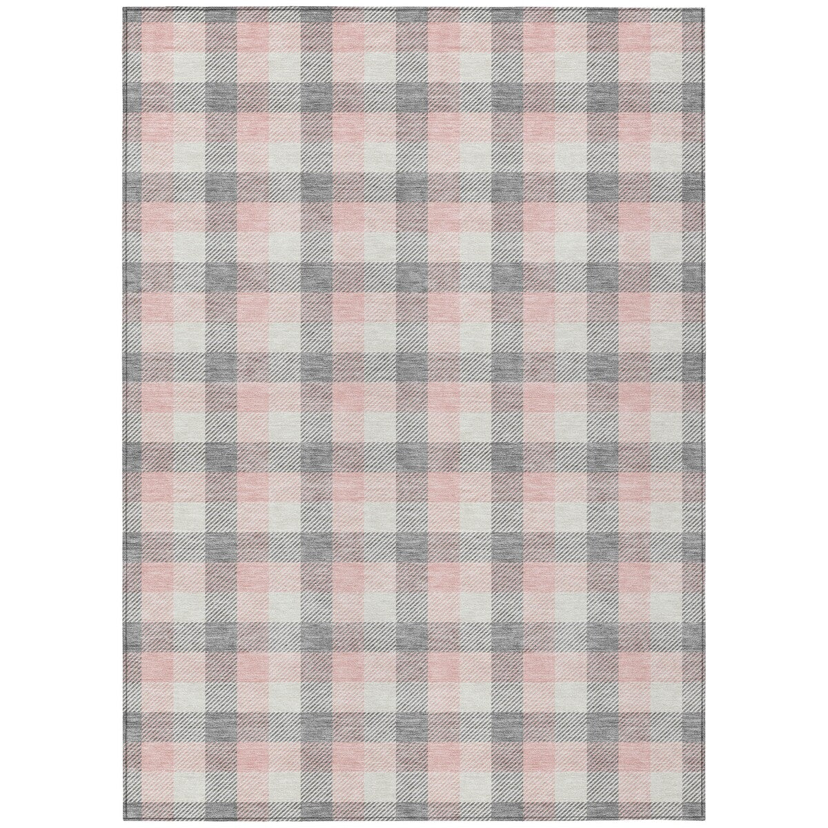 Machine Washable Indoor/ Outdoor Plaid Chantille Rug
