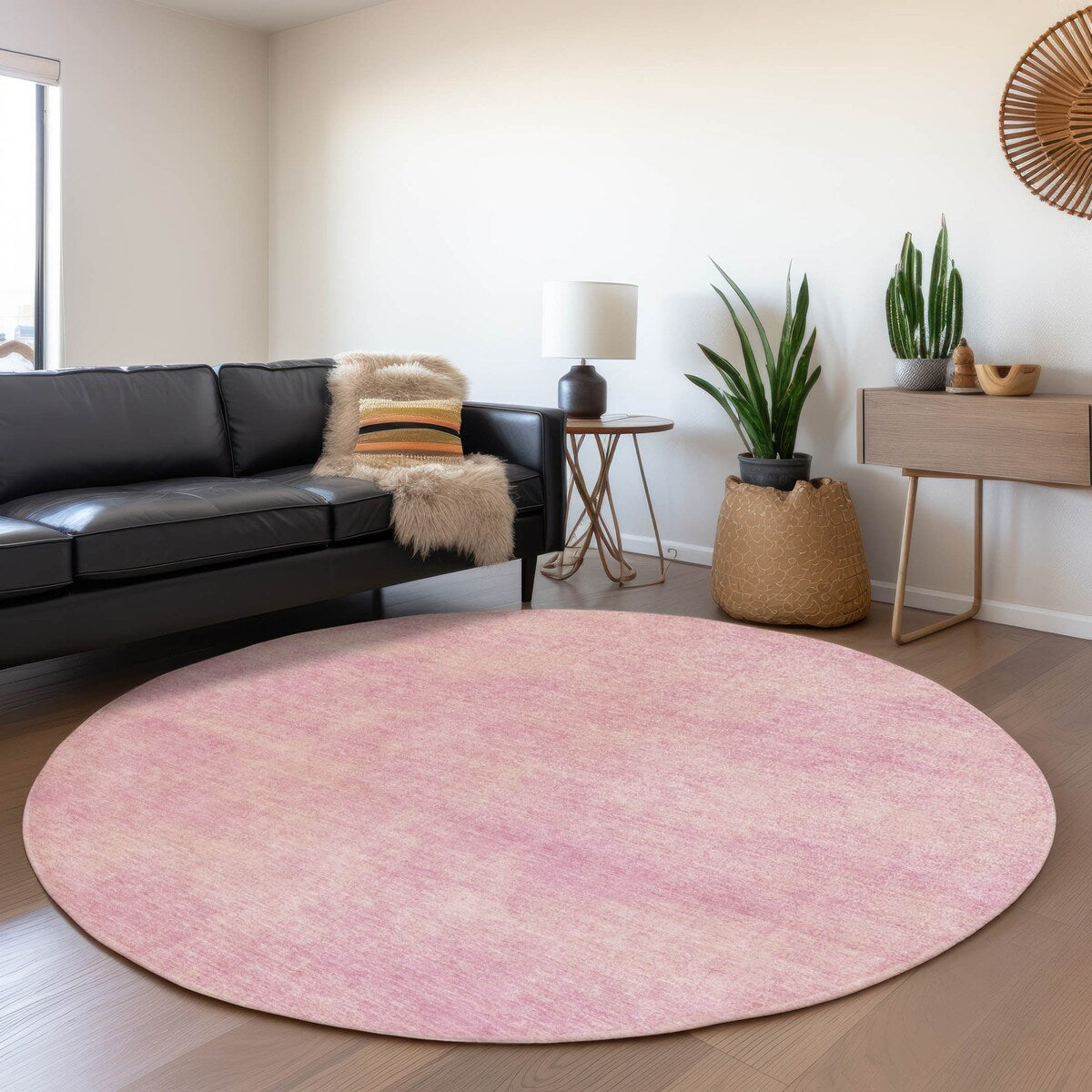 Machine Washable Indoor/ Outdoor Simple Solid Chantille Rug