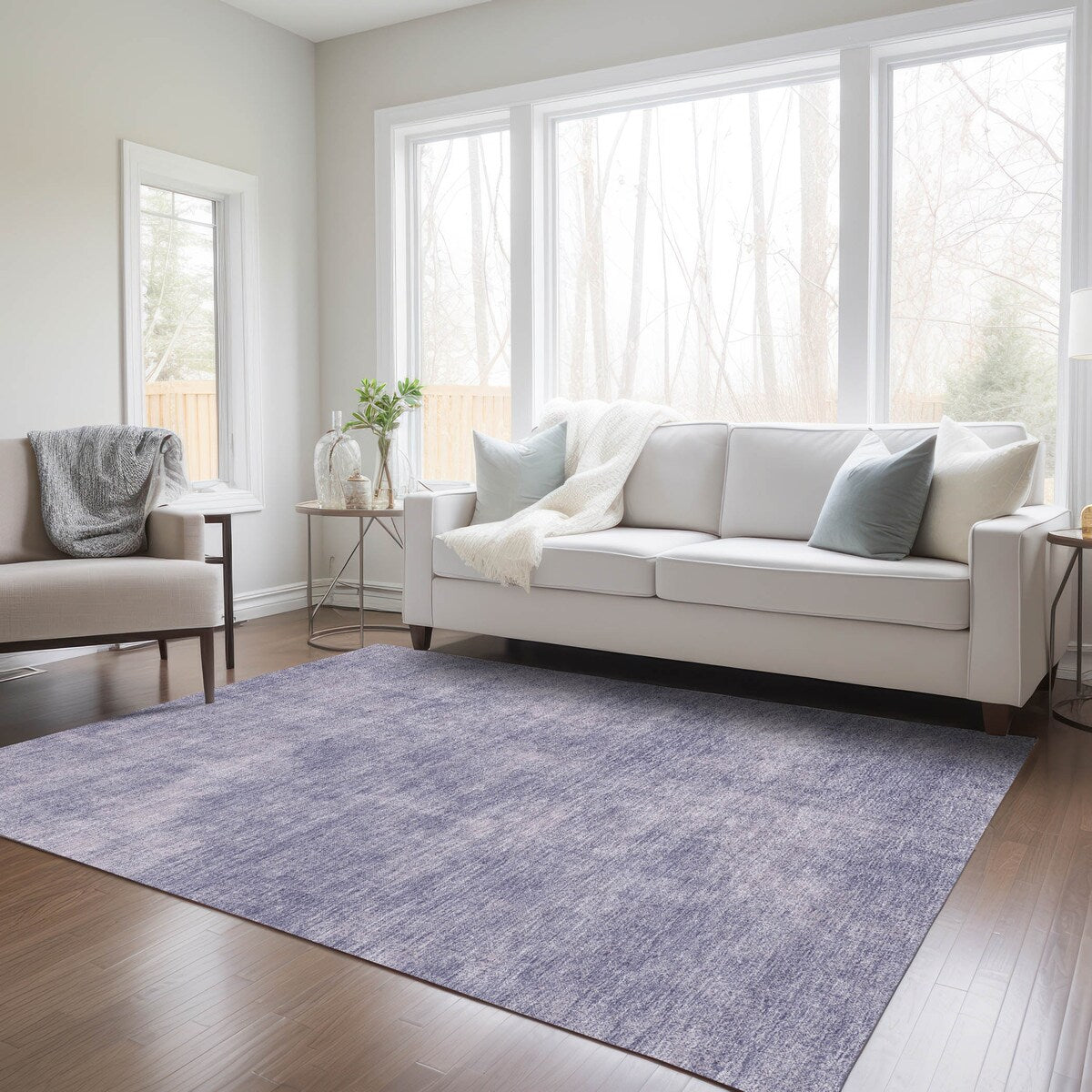 Machine Washable Indoor/ Outdoor Simple Solid Chantille Rug
