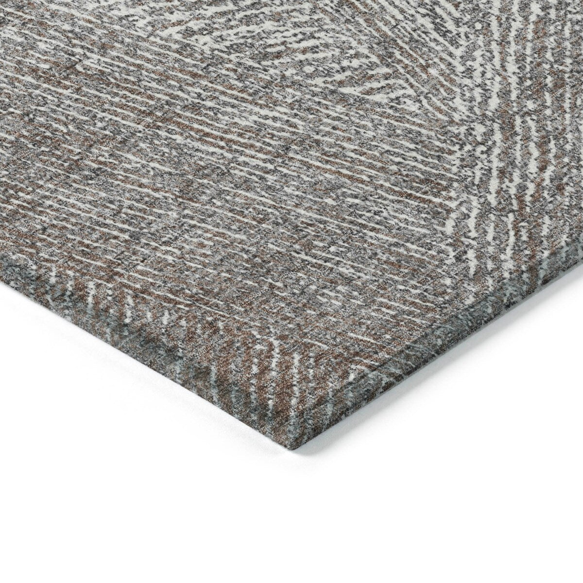 Machine Washable Indoor/ Outdoor Solid Geo Chantille Rug