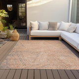 Machine Washable Indoor/ Outdoor Solid Geo Chantille Rug
