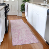Machine Washable Indoor/ Outdoor Solid Geo Chantille Rug