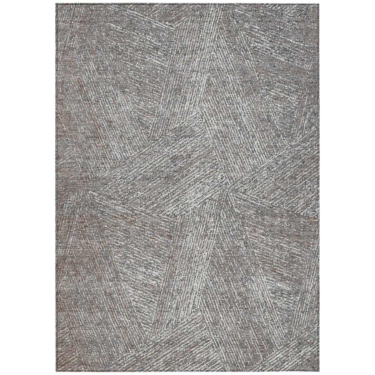 Machine Washable Indoor/ Outdoor Solid Geo Chantille Rug