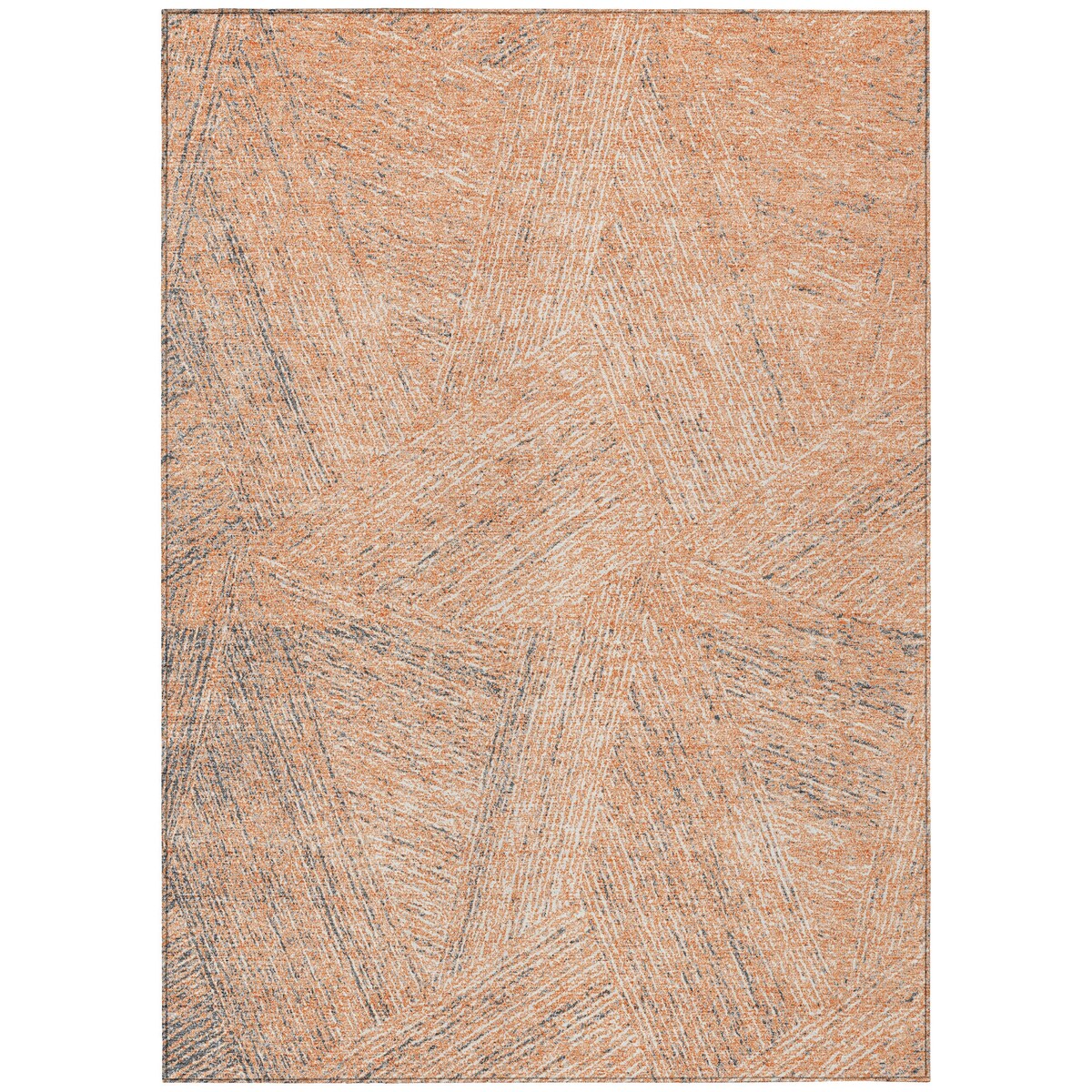 Machine Washable Indoor/ Outdoor Solid Geo Chantille Rug