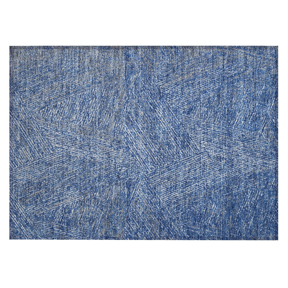 Machine Washable Indoor/ Outdoor Solid Geo Chantille Rug