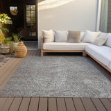 Machine Washable Indoor/ Outdoor Solid Geo Chantille Rug