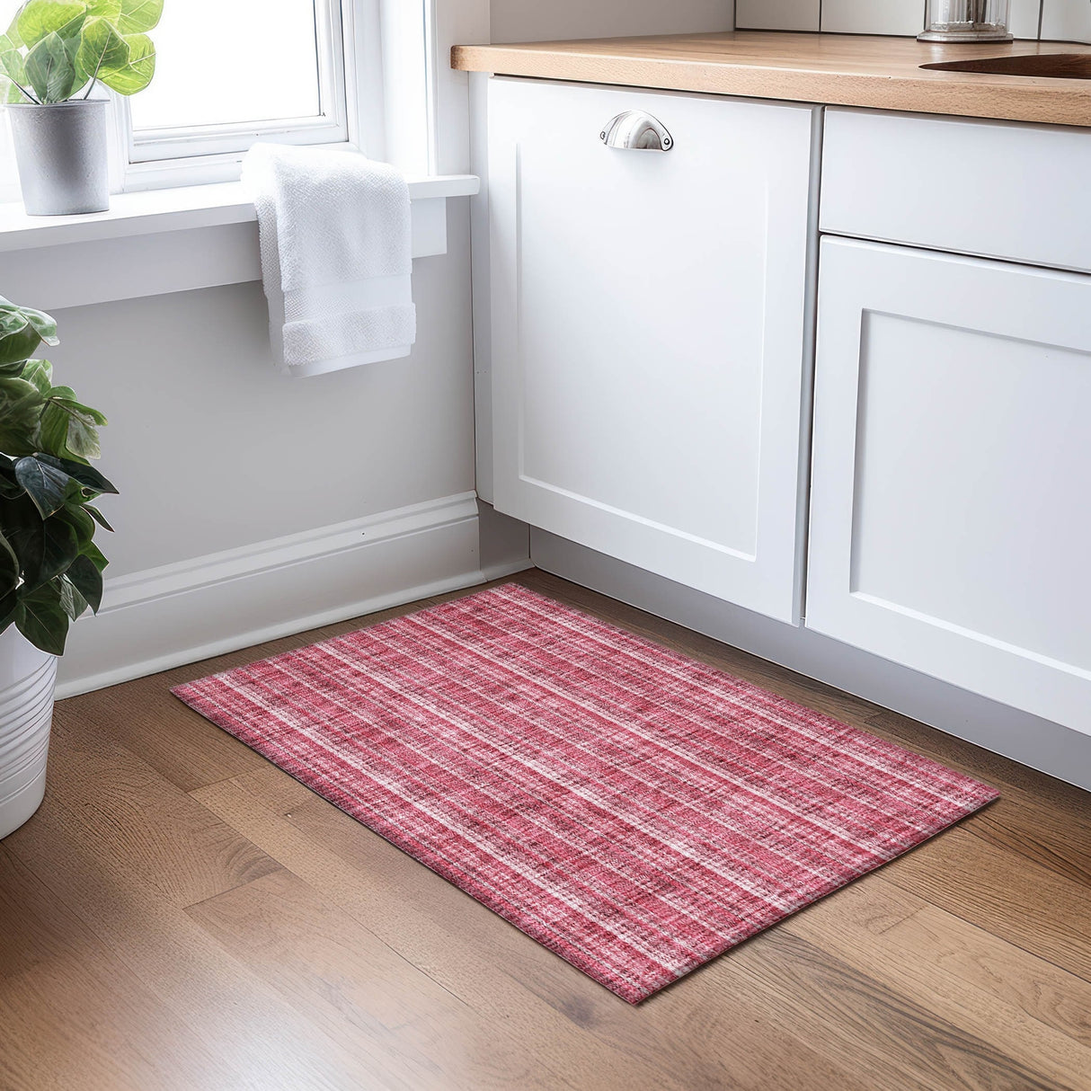Machine Washable Indoor/ Outdoor Stripe Chantille Rug