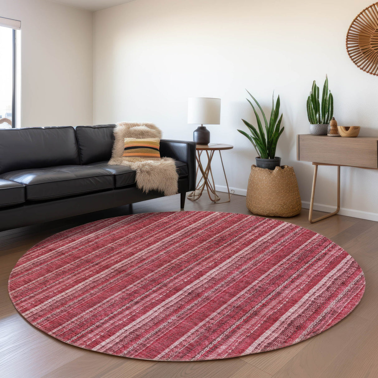 Machine Washable Indoor/ Outdoor Stripe Chantille Rug