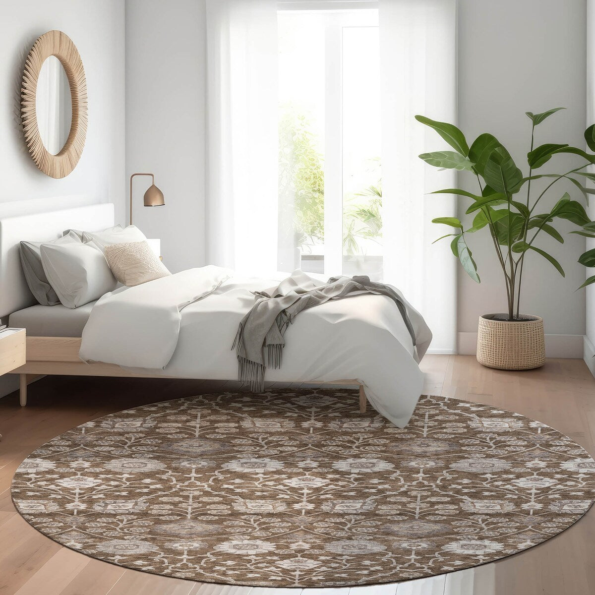 Machine Washable Indoor/ Outdoor Traditional Casual Chantille Rug