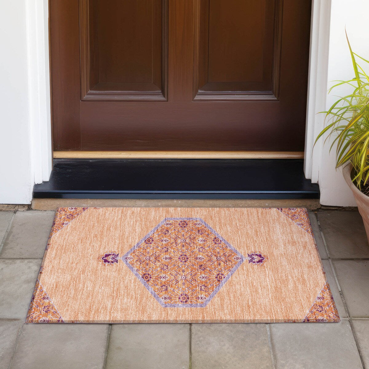 Machine Washable Indoor/ Outdoor Traditional Chantille Rug