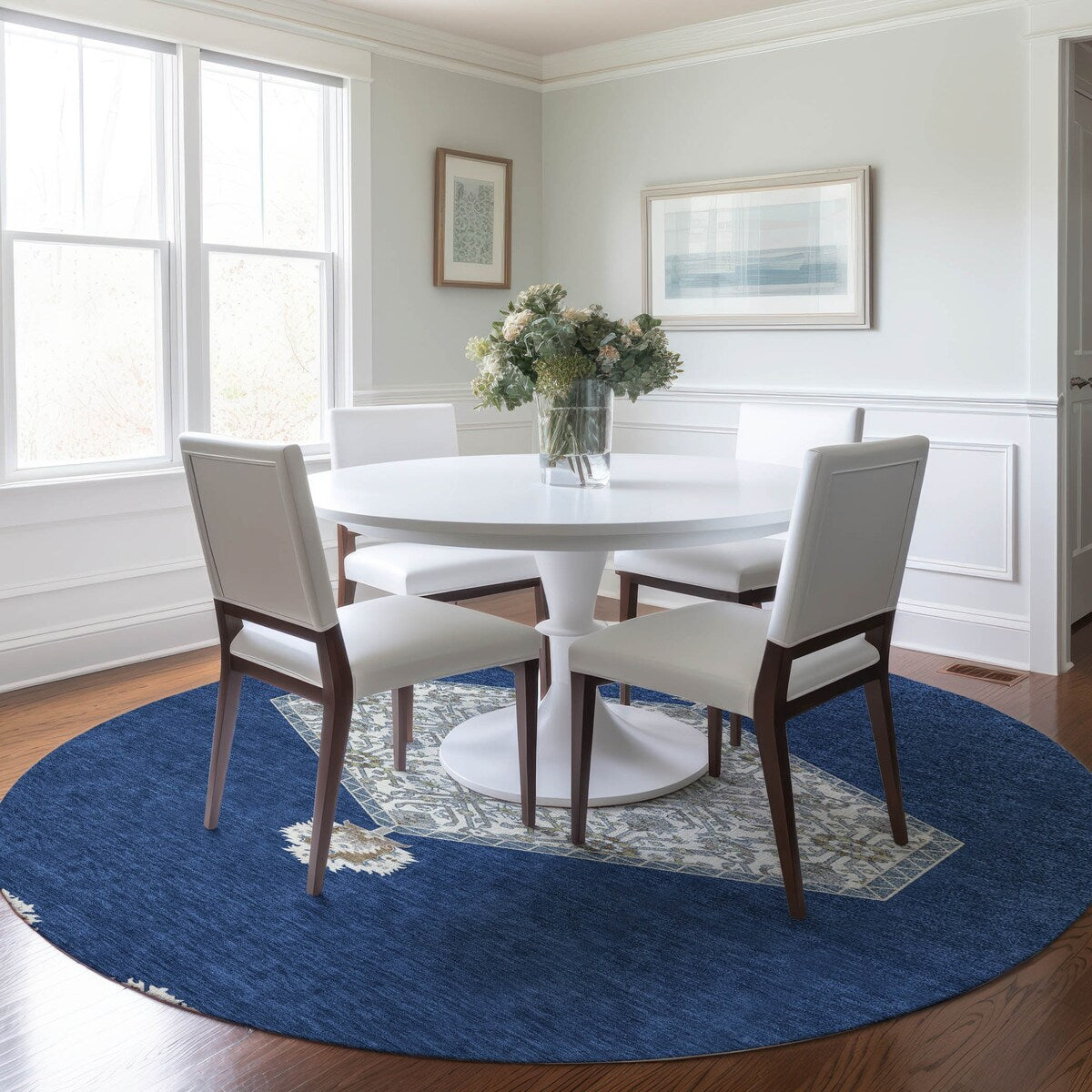 Machine Washable Indoor/ Outdoor Traditional Chantille Rug