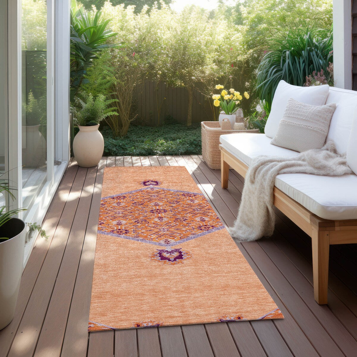Machine Washable Indoor/ Outdoor Traditional Chantille Rug