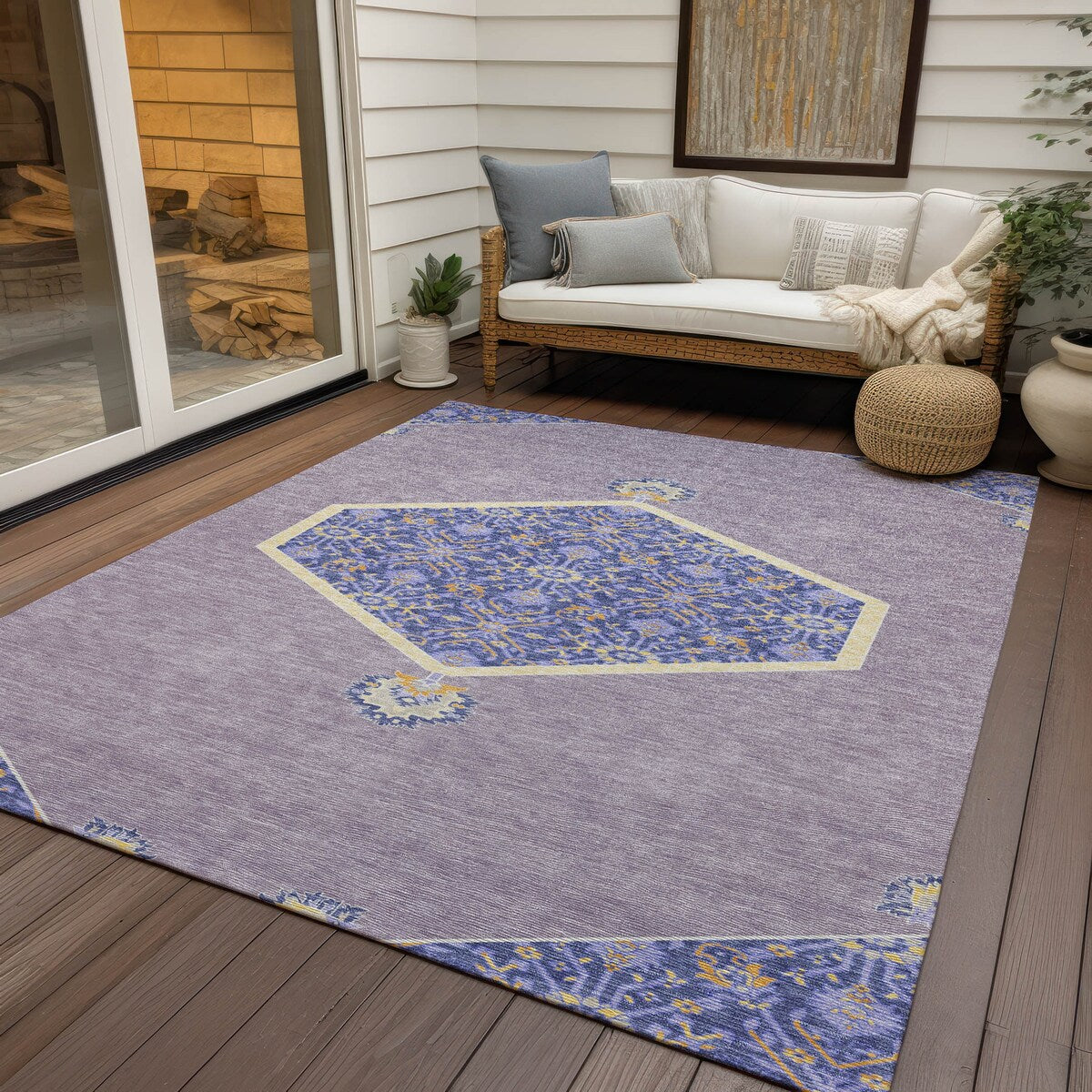 Machine Washable Indoor/ Outdoor Traditional Chantille Rug