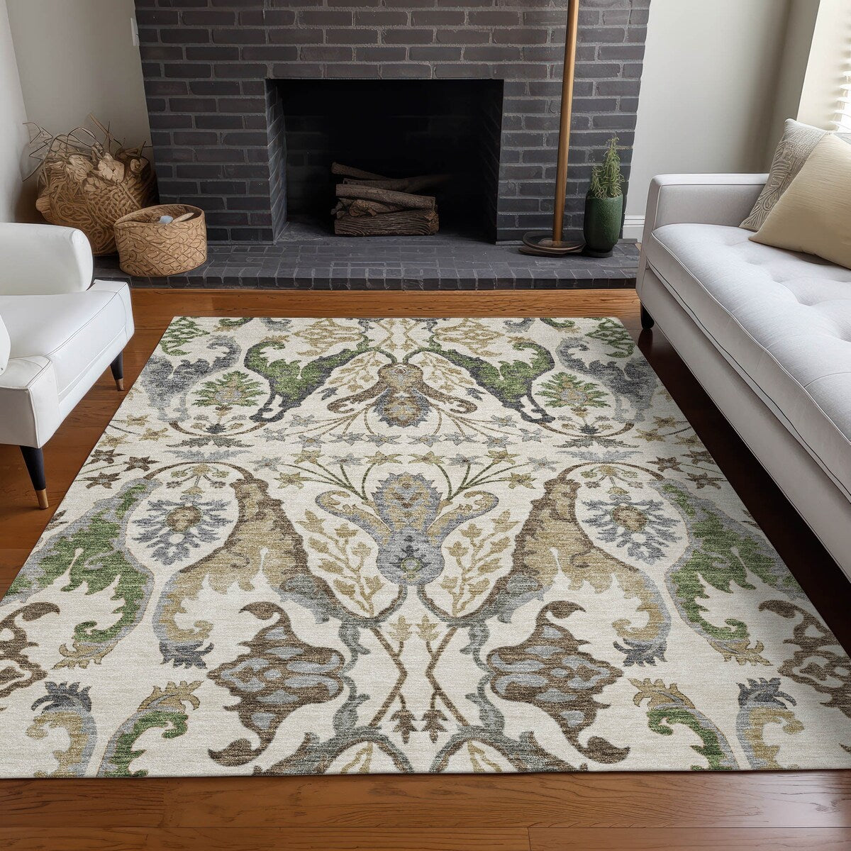 Machine Washable Indoor/ Outdoor Traditional Craftsman Chantille Rug