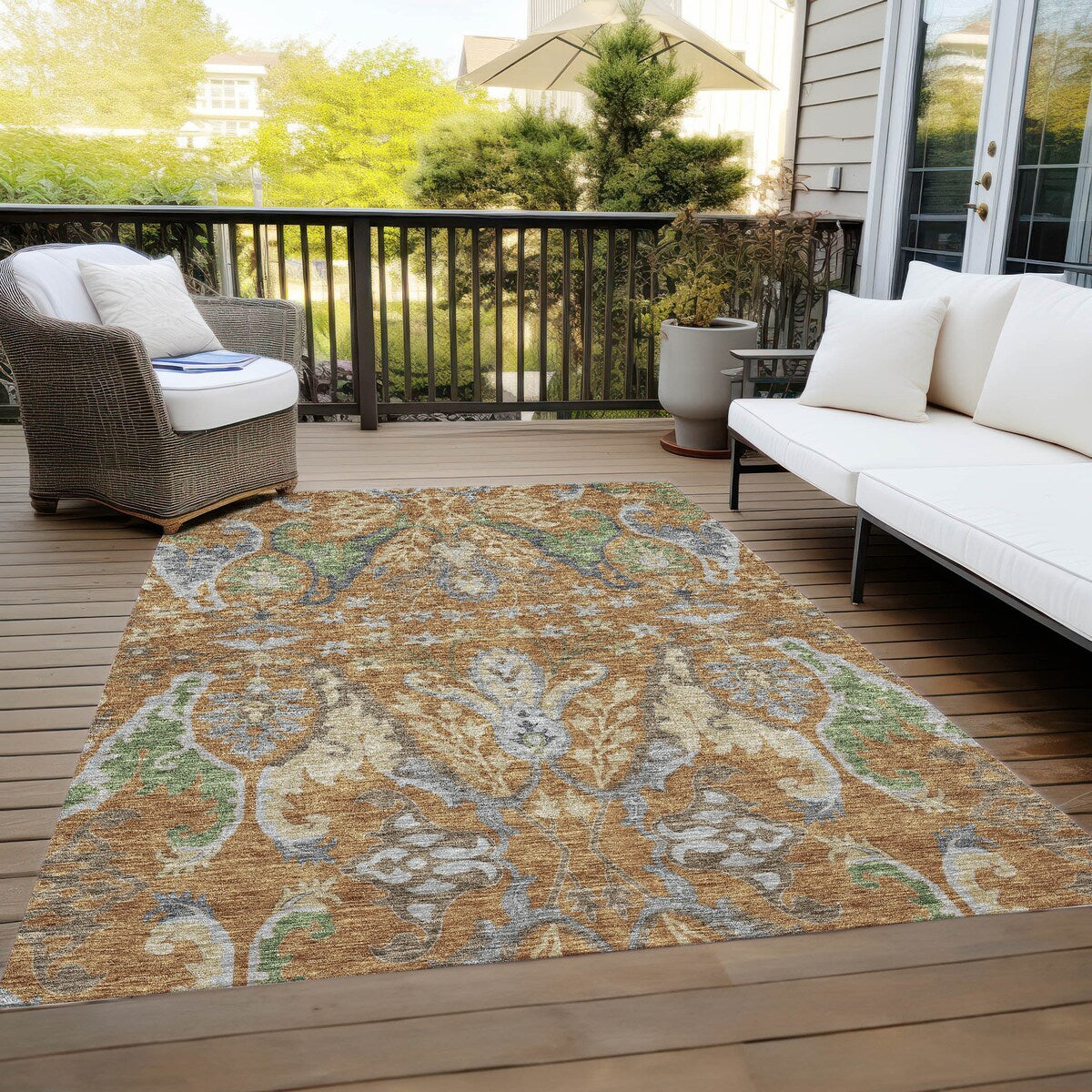 Machine Washable Indoor/ Outdoor Traditional Craftsman Chantille Rug