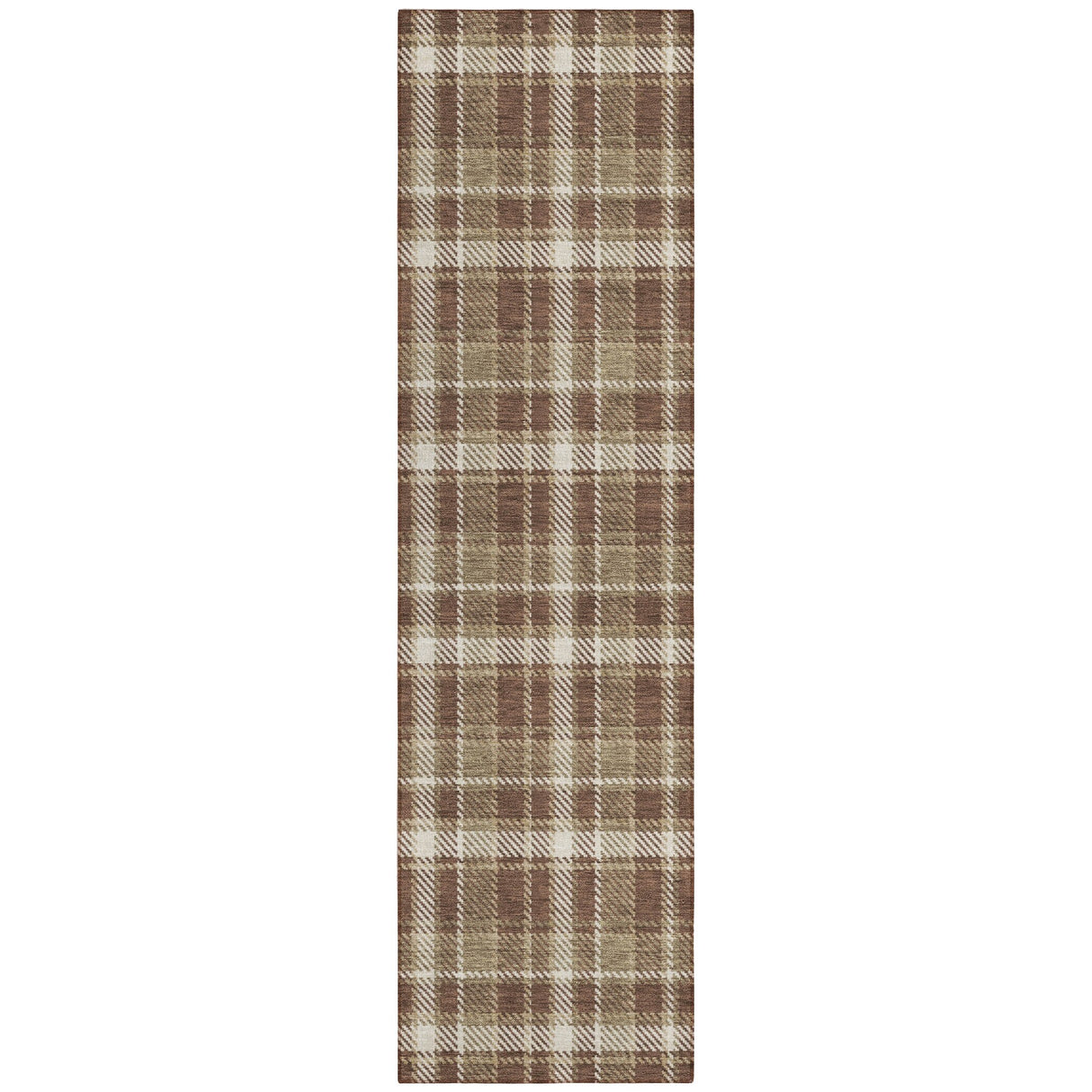 Machine Washable Indoor/ Outdoor Traditional Plaid Chantille Rug