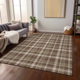 Machine Washable Indoor/ Outdoor Traditional Plaid Chantille Rug