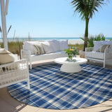 Machine Washable Indoor/ Outdoor Traditional Plaid Chantille Rug
