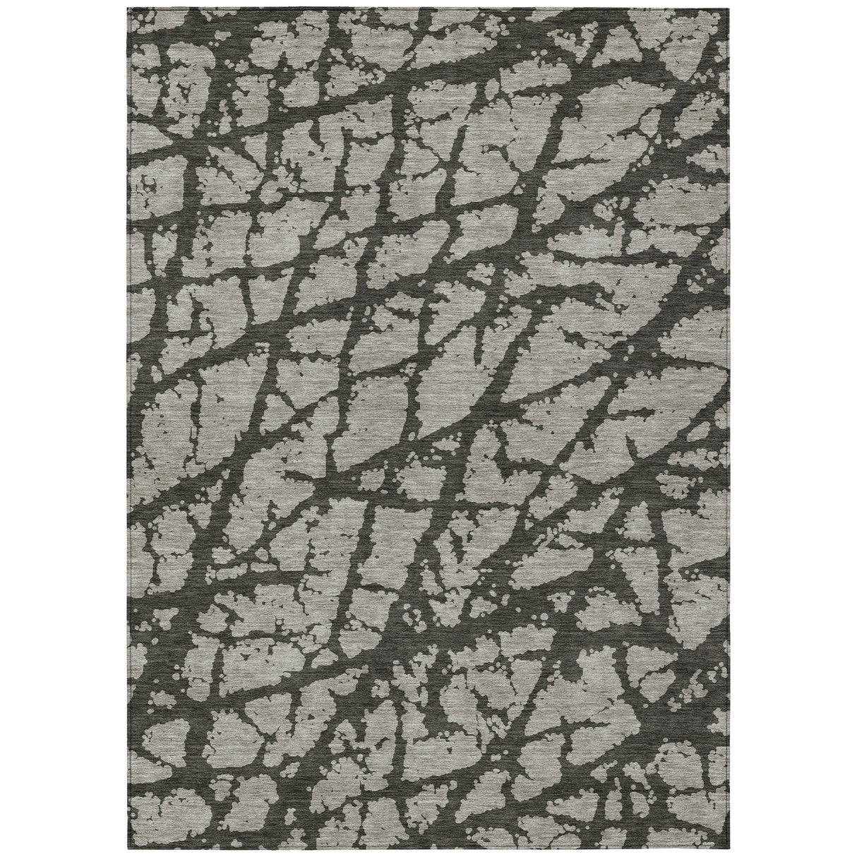 Machine Washable Indoor/ Outdoor Transitional Gray Crackle Chantille Rug