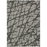 Machine Washable Indoor/ Outdoor Transitional Gray Crackle Chantille Rug