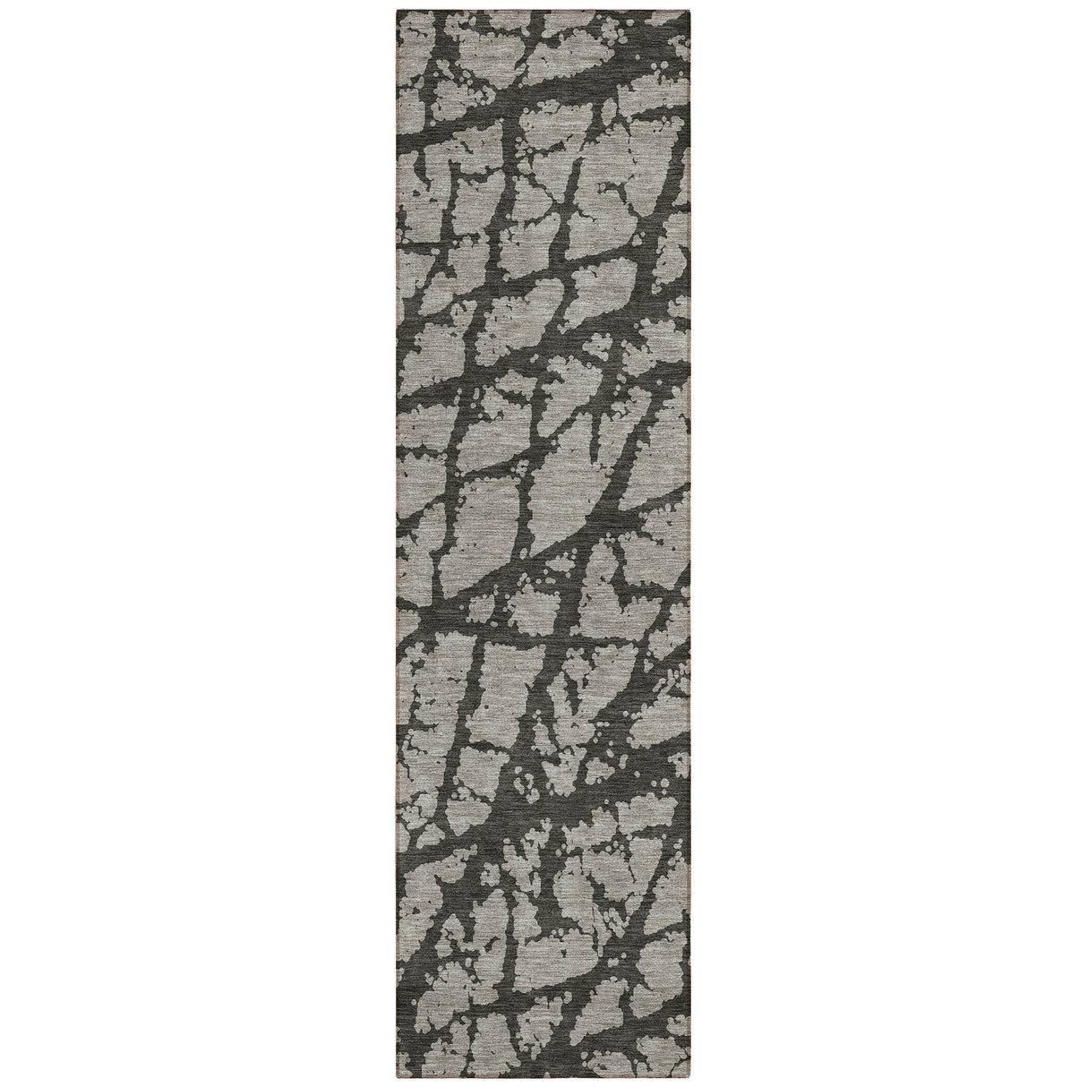 Machine Washable Indoor/ Outdoor Transitional Gray Crackle Chantille Rug
