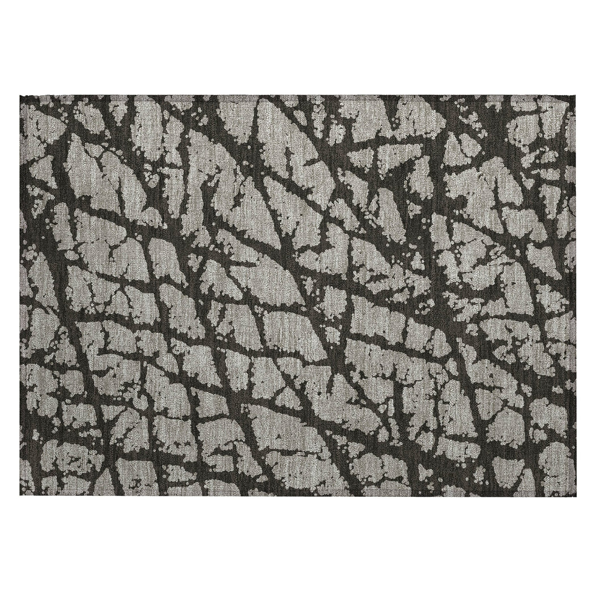 Machine Washable Indoor/ Outdoor Transitional Gray Crackle Chantille Rug