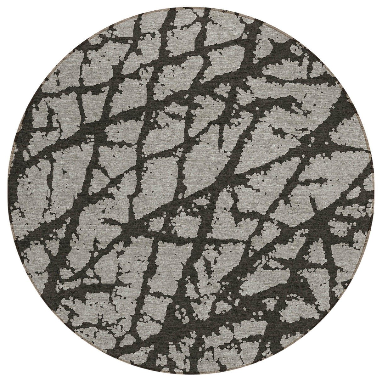 Machine Washable Indoor/ Outdoor Transitional Gray Crackle Chantille Rug