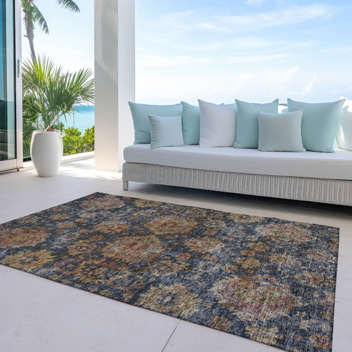 Machine Washable Indoor/ Outdoor Vintage Persian Chantille Rug