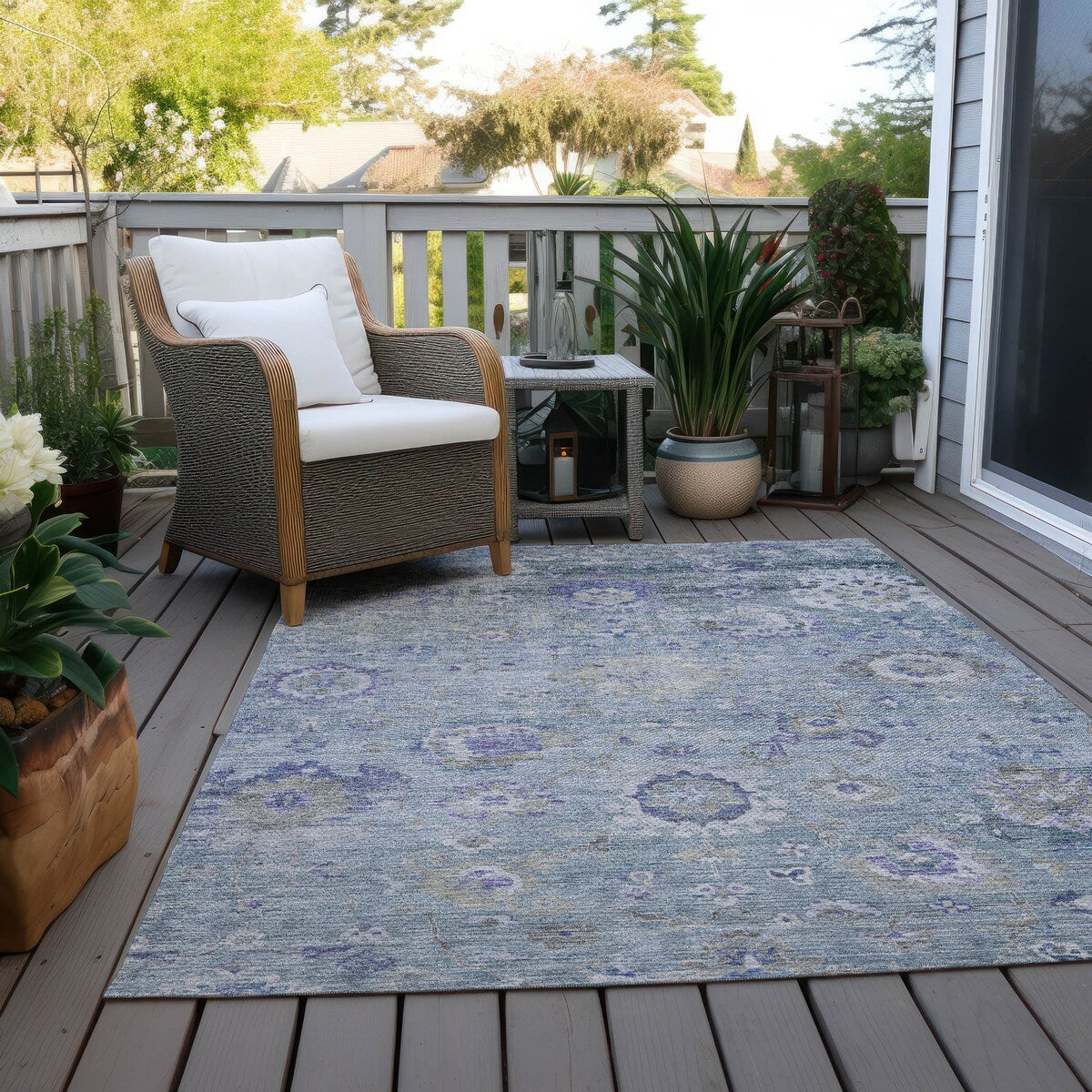 Machine Washable Indoor/ Outdoor Vintage Traditional Chantille Rug